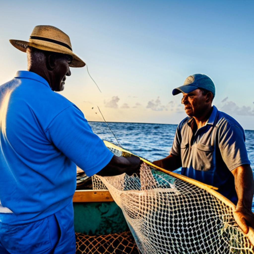 바하마와 쿠바의 관계 - Sustainable Fishing Collaboration**

"Bahamian and Cuban fishermen, fully clothed in appropriate fis...