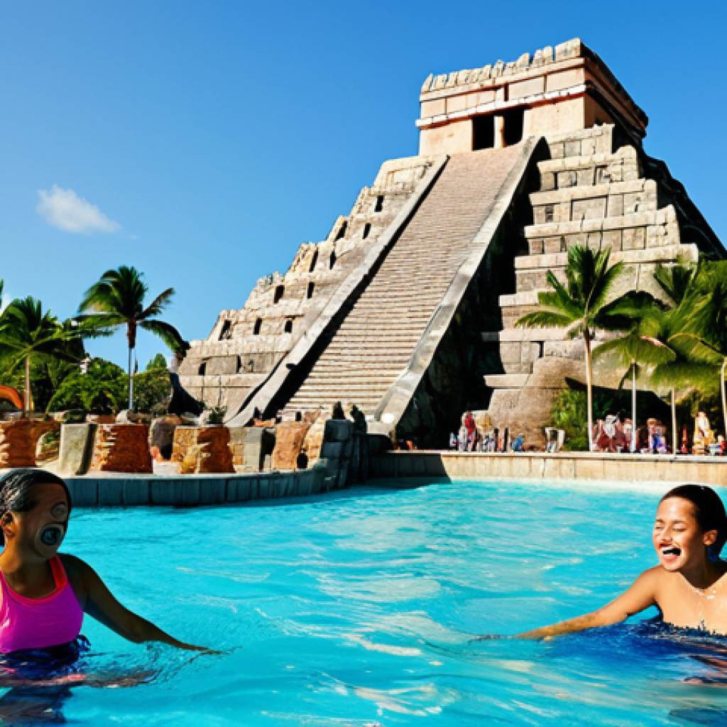 바하마 가족여행 베스트 장소 - Aquaventure Water Park Fun**

"A family laughing and splashing in Aquaventure at Atlantis Paradise I...
