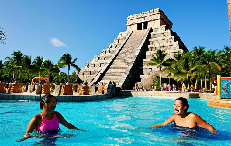 바하마 가족여행 베스트 장소 - Aquaventure Water Park Fun**

"A family laughing and splashing in Aquaventure at Atlantis Paradise I...