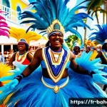 Home 22 바하마 역사와 문화 - A vibrant Junkanoo festival scene in Nassau, Bahamas, featuring colorful and extravagant costumes ma...
