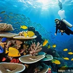 Home 23 바하마 스쿠버다이빙 명소 - A vibrant underwater scene at the Bahamas coral reef, showcasing multicolored corals stretching endl...